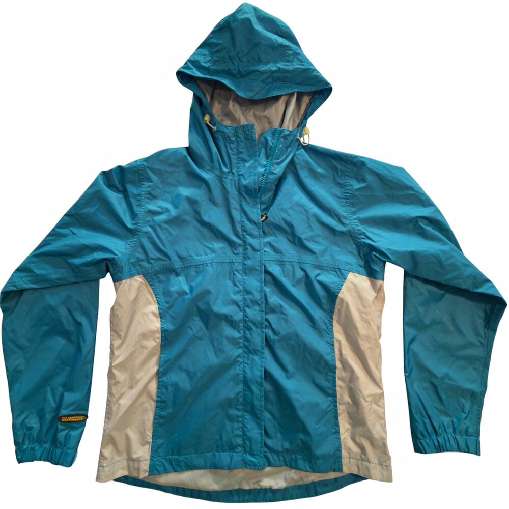 Stearns DryWear Rain Jacket Womens Medium Model 8733 Teal Blue Hooded Waterproof
